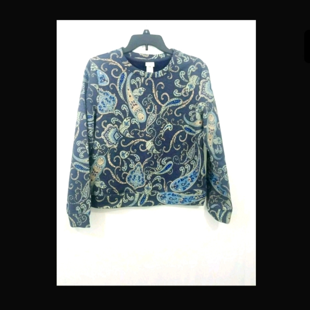 Women's H&M Blue Paisley Pull On Shirt Boh